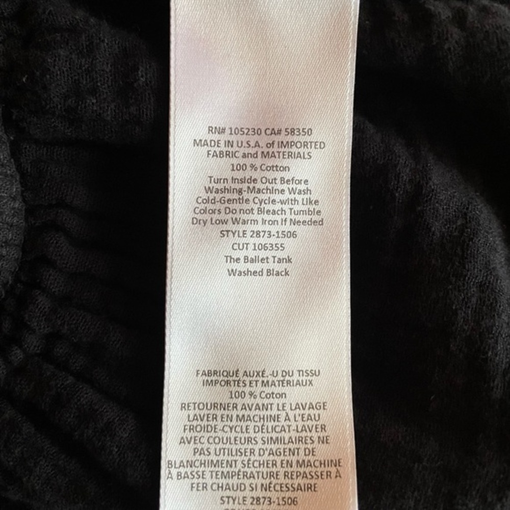 Current/Elliott the ballet tank black 100% cotton 2 M - Picture 5 of 6